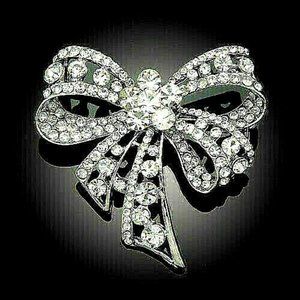 Rhinestone Gift BOW Sparkling Diamond Pave Brooch